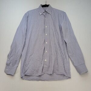 Peter Millar Collection Shirt Mens Small Blue Plaid Flex Finish Button Down